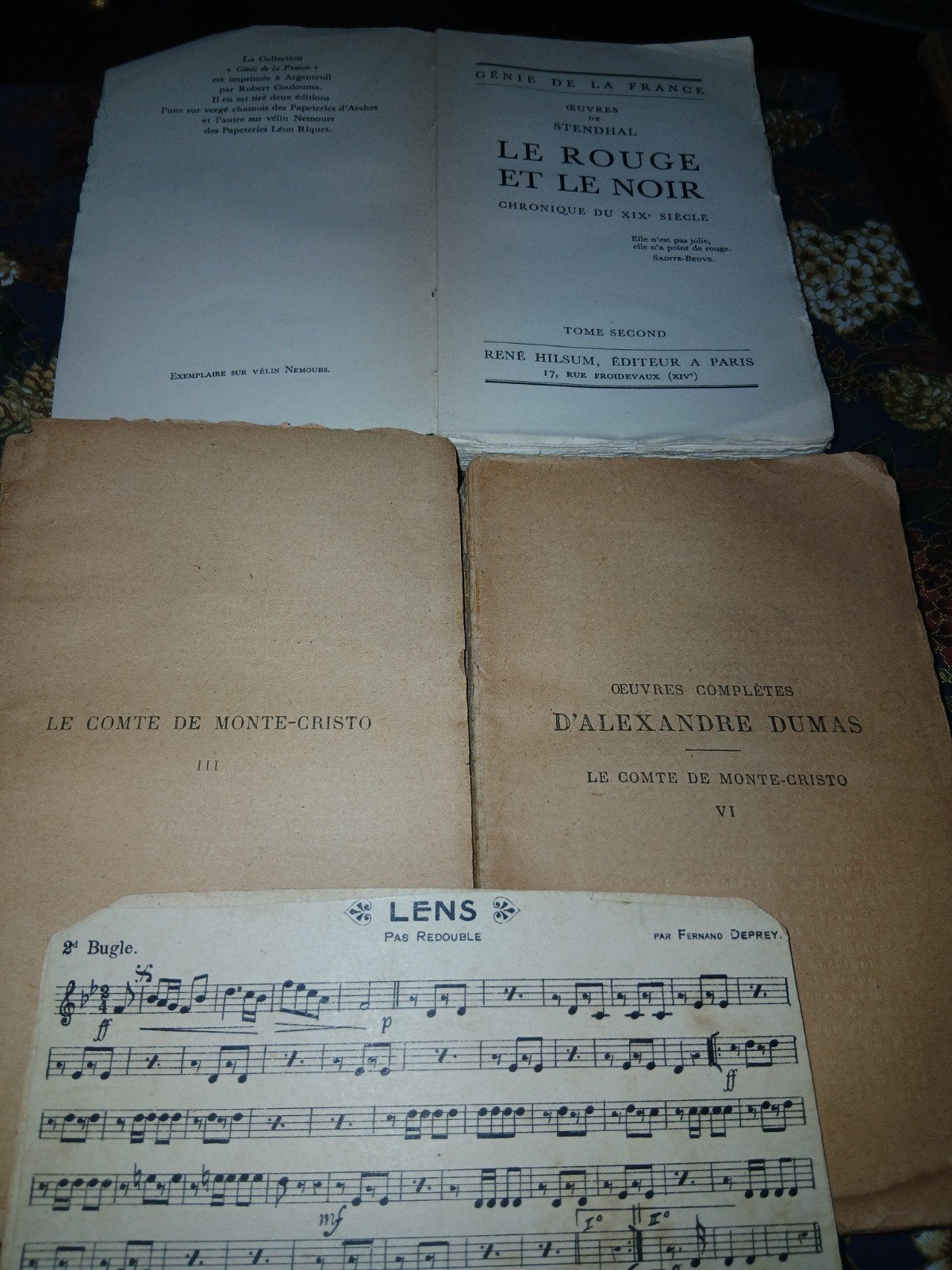 Oude bladmuziek en boeken - Le Comte de Monte-Cristo, Antiek en Kunst, Ophalen of Verzenden, Alexandre Dumas, Stendhal, Fernand Deprey