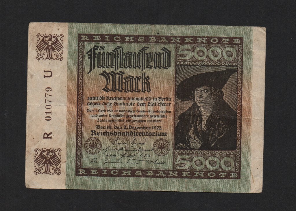 Duitsland 5000 Mark Bankbiljet 1922 Zeer Fraai Biljet, Ophalen of Verzenden, Duitsland, Los biljet
