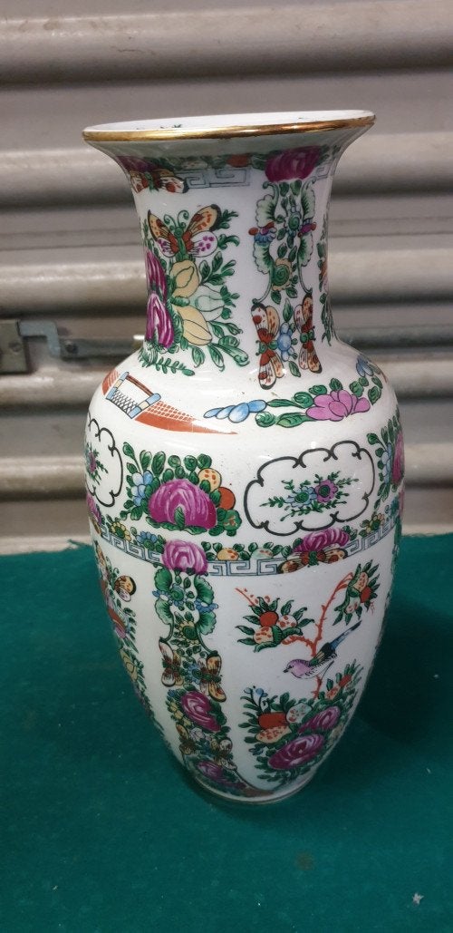 vaas chinees aardewerk, vlinders en vogels, Ophalen of Verzenden