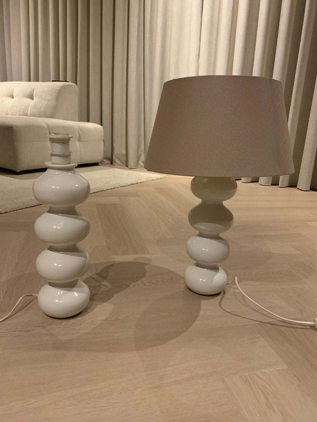 Beige tafellampen bubbly, Met schakelaar, Vintage, Keramiek, Overige fittingen