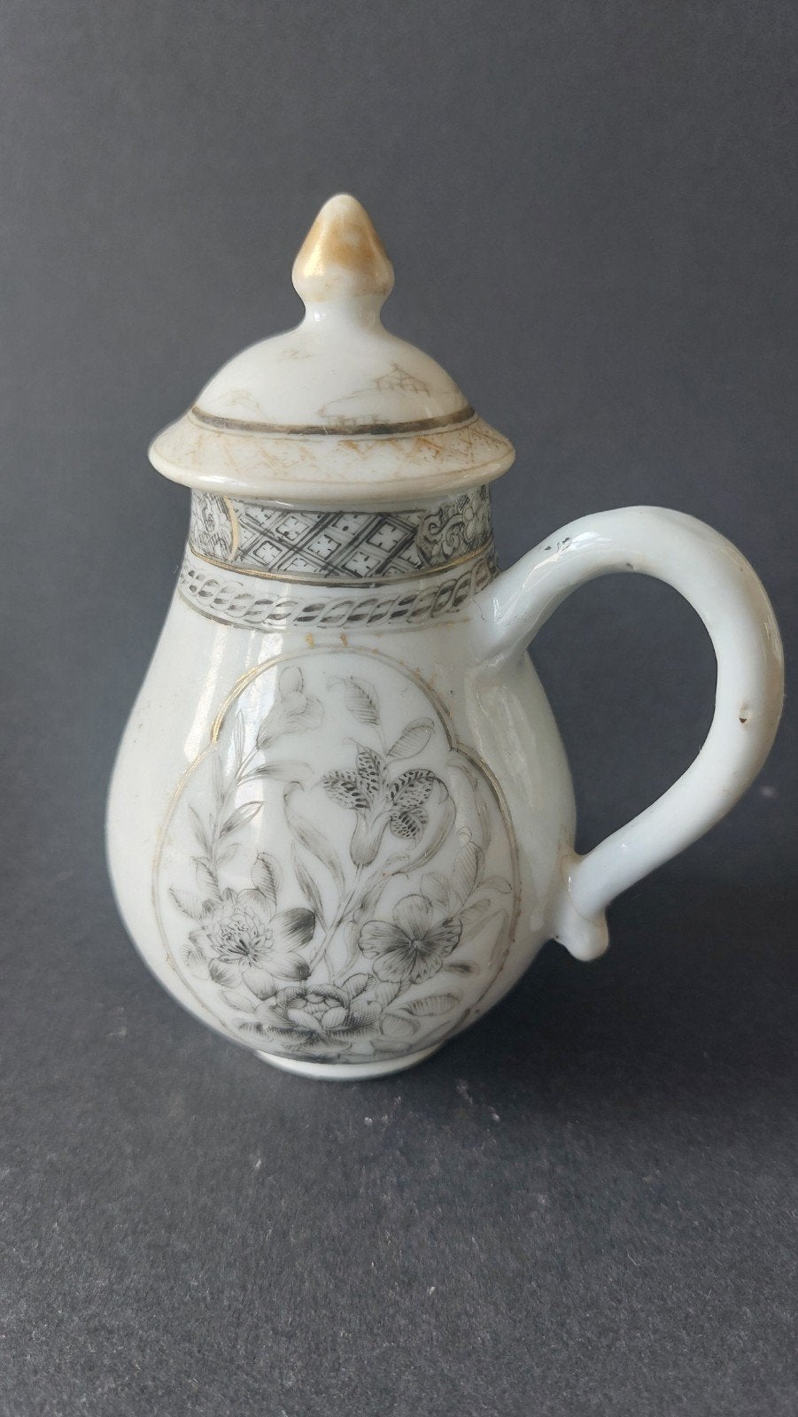 Antiek chinees melkkannetje 18e eeuw grisaille, Ophalen of Verzenden