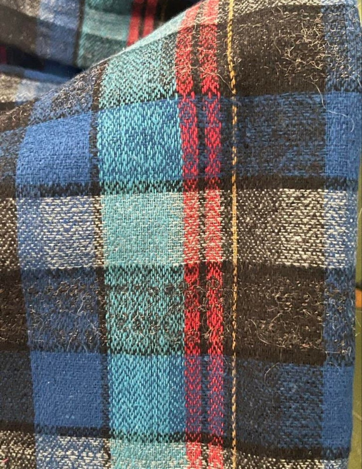 Geruite stof, blauw, rood en zwart nieuw, Overige materialen, Gebruikt, Meerkleurig, Ophalen of Verzenden