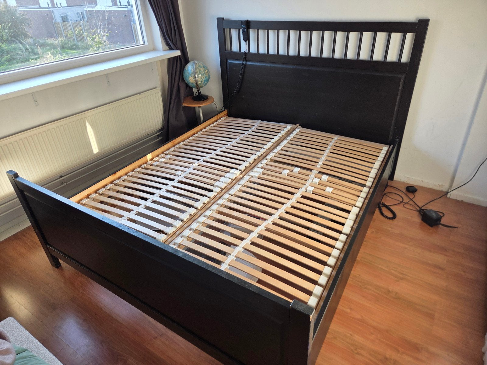 Elektrisch verstelbaar bed met lattenbodems, Zwart, Tweepersoons, Ophalen of Verzenden, 200 cm