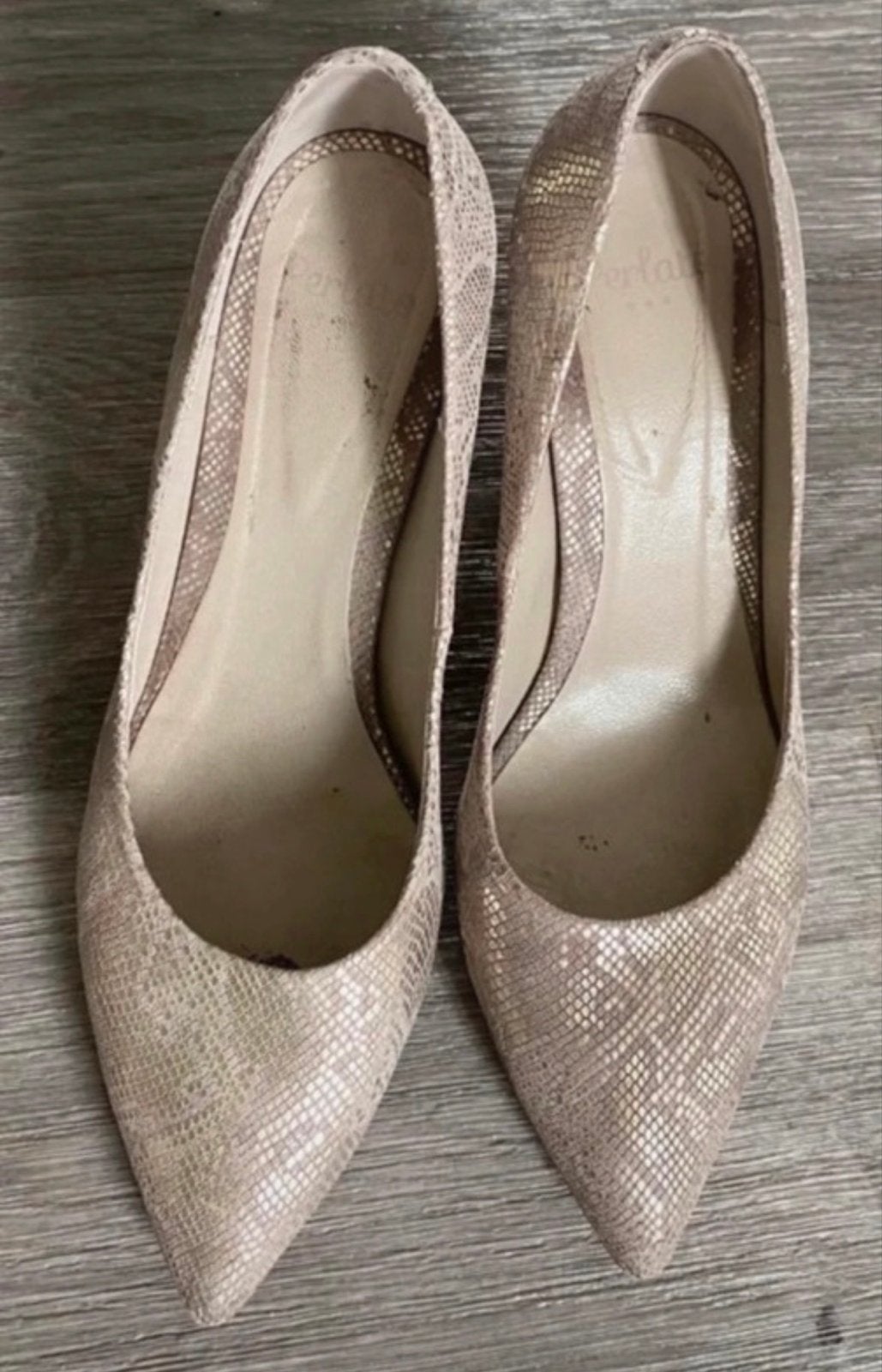 Perlato Pumps met Slangenprint - Maat 38, Ophalen of Verzenden, Gedragen, Beige, Pumps