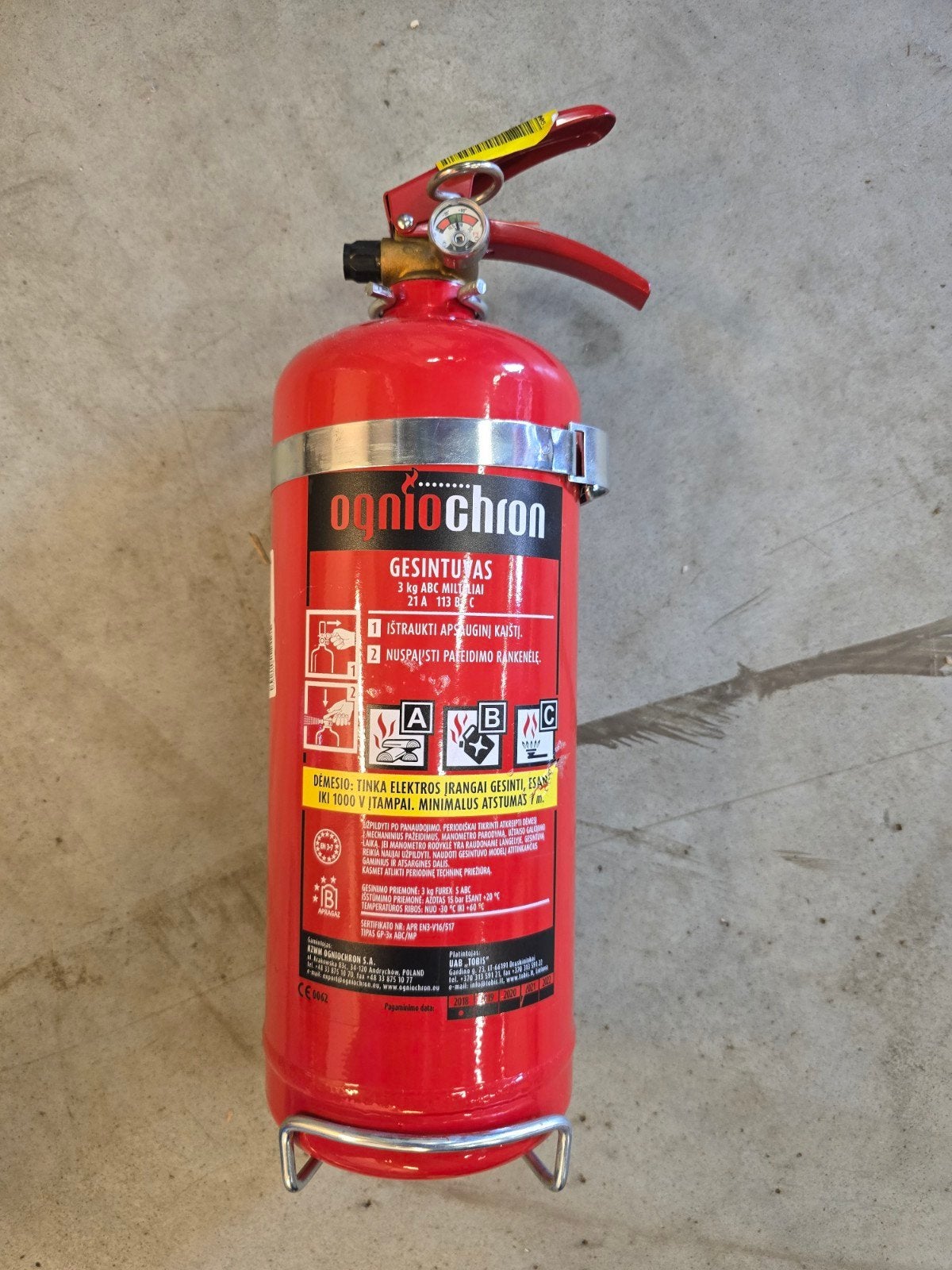 Brandblusser Ogniochron 3Kg ABC poeder, Ophalen of Verzenden, Gebruikt, Brandblusser