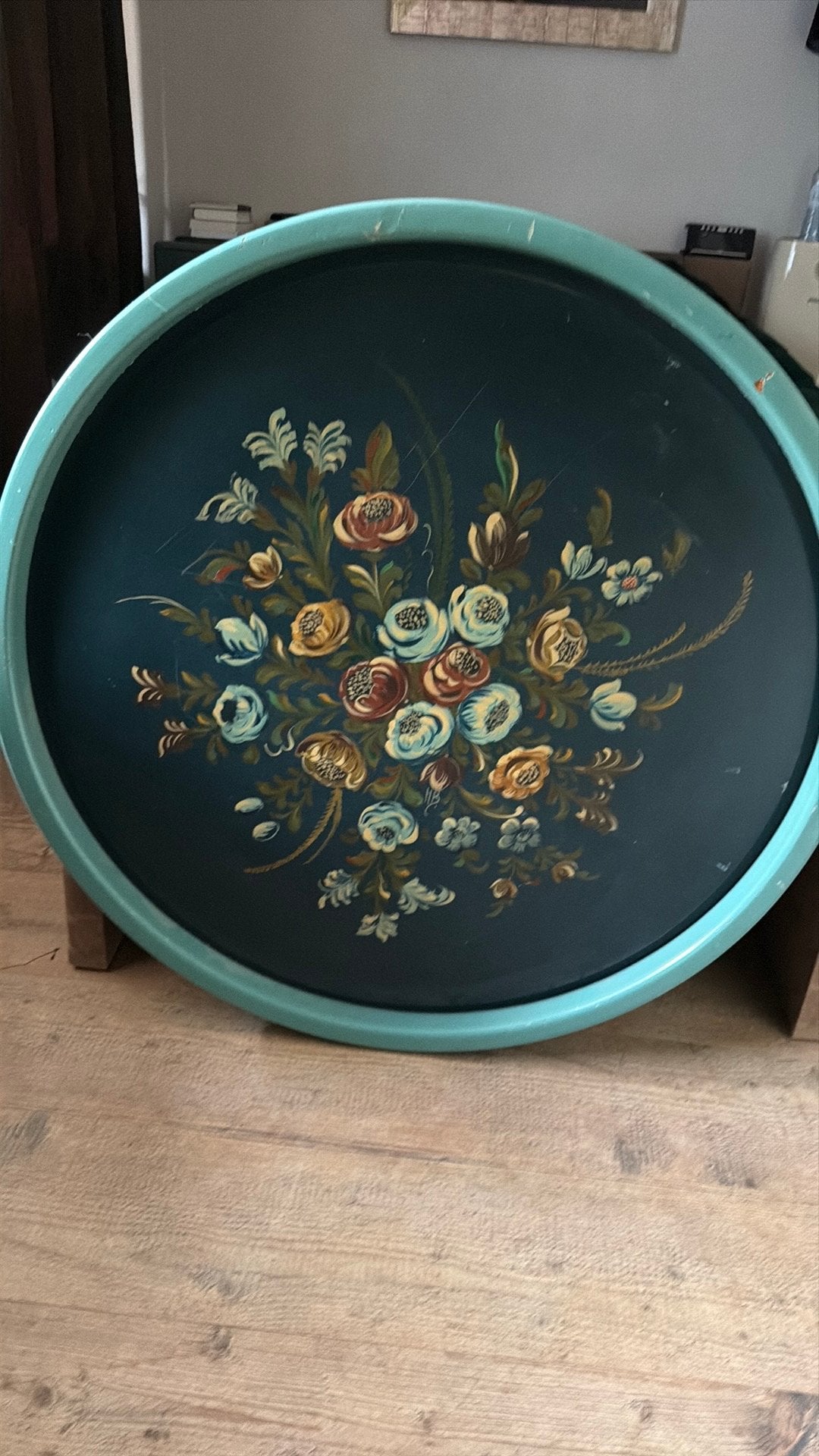 Set 2x XXL Ronde Wandpanelen Handbeschilderd Bloemenboeket