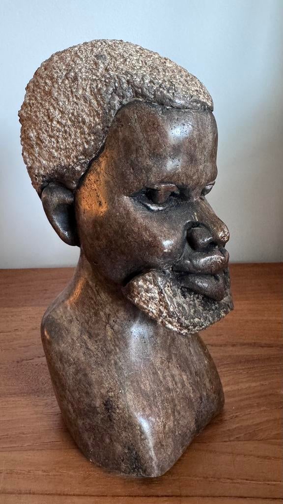 Vintage speksteen buste – handgesneden Zimbabwe Shona kunst, Ophalen of Verzenden