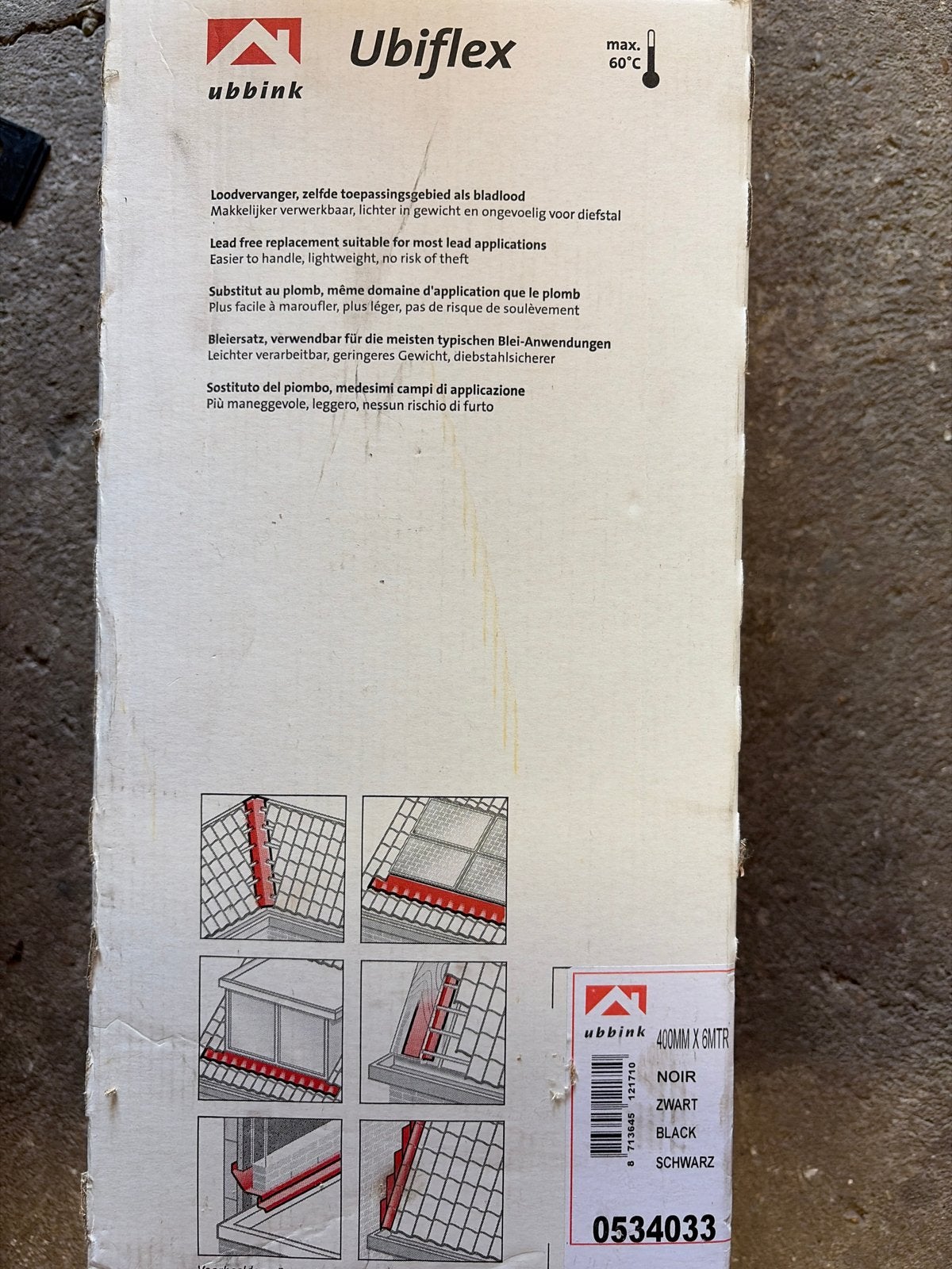 Ubiflex Loodvervanger 400mm x 6m Zwart, Ophalen, Overige materialen, Zwart, Overige typen