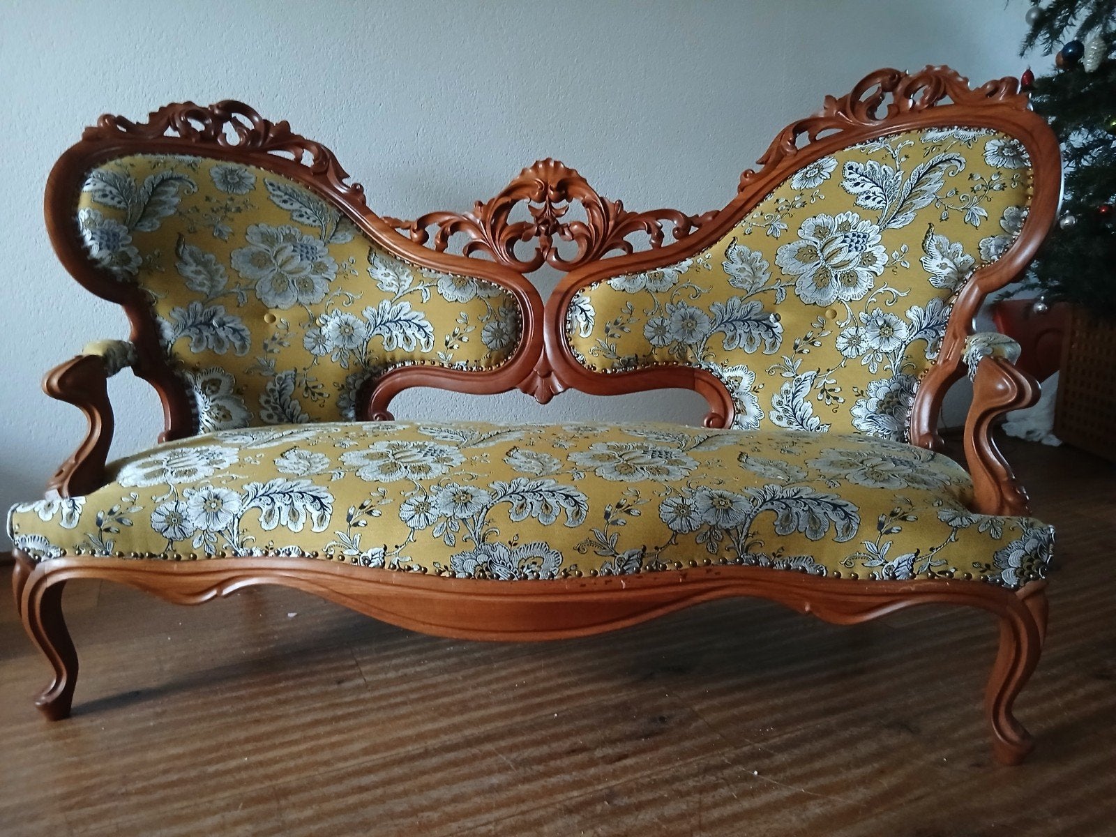 Antieke mahonie horrix bank ca1865, Antiek en Kunst, Ophalen