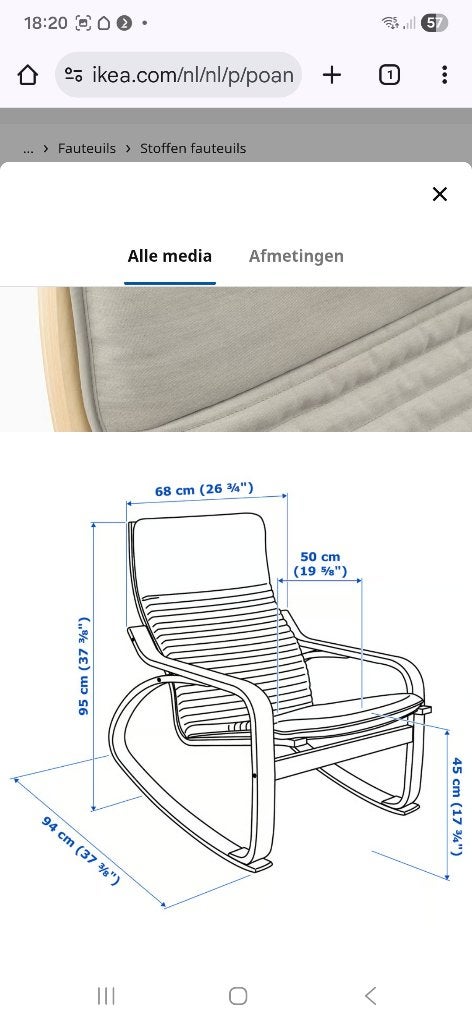 Ikea POÄNG schommelstoel, in nieuwe staat, Huis en Inrichting, Stoelen, Ophalen, Overige materialen, Ikea POÄNG schommelstoel, in nieuwe staat