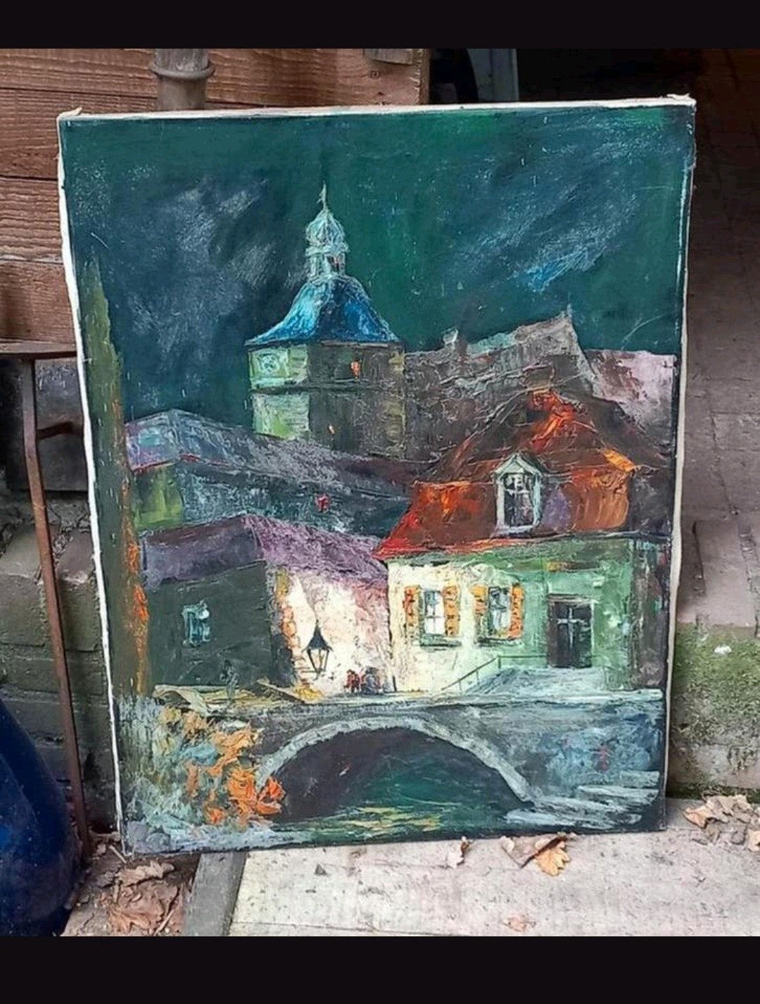 Oud schilderij olieverf op doek 80 x 60, Doek, Ophalen of Verzenden, Olieverf, Klassiek