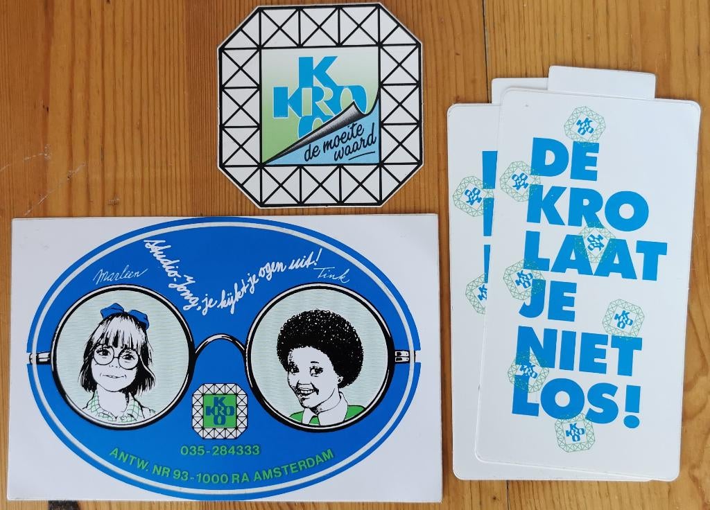 Vintage stickers KRO, Ophalen, Zo goed als nieuw, Meerdere stickers
