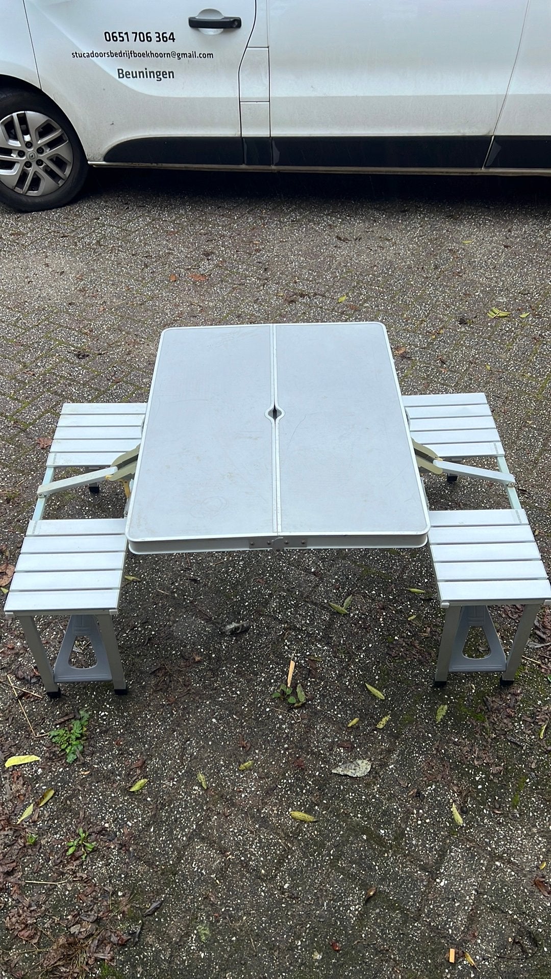 Picknick tafel in prima staat gebruikt, Tuin en Terras, Ophalen, Overige materialen, Gebruikt, Inklapbaar