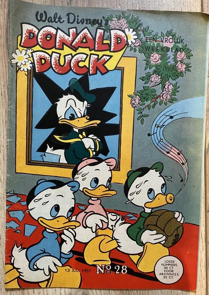 Donald Duck jaargang 1957 origineel, nummer 28-52, Gelezen, Complete serie of reeks, Ophalen of Verzenden, Donald Duck