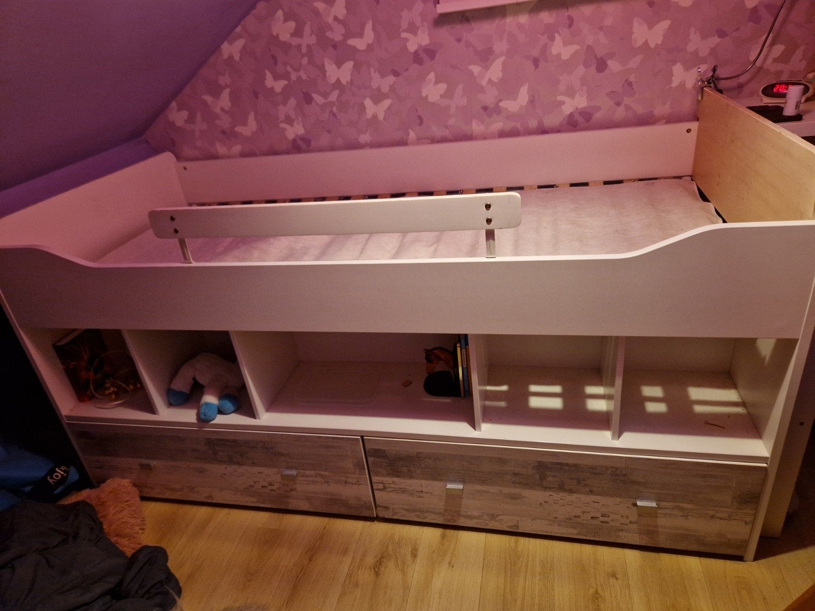 Halfhoogslaper met opbergruimte en lattenbodem, Kinderen en Baby's, Ophalen, 85 tot 100 cm, Gebruikt, Lattenbodem