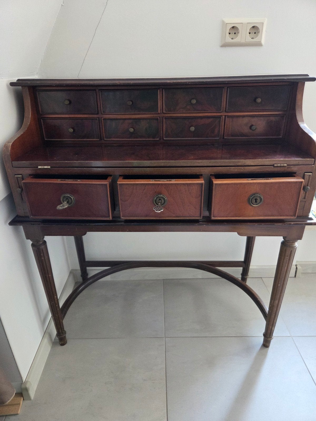Antiek mahonie secretaire bureau met lades, Ophalen
