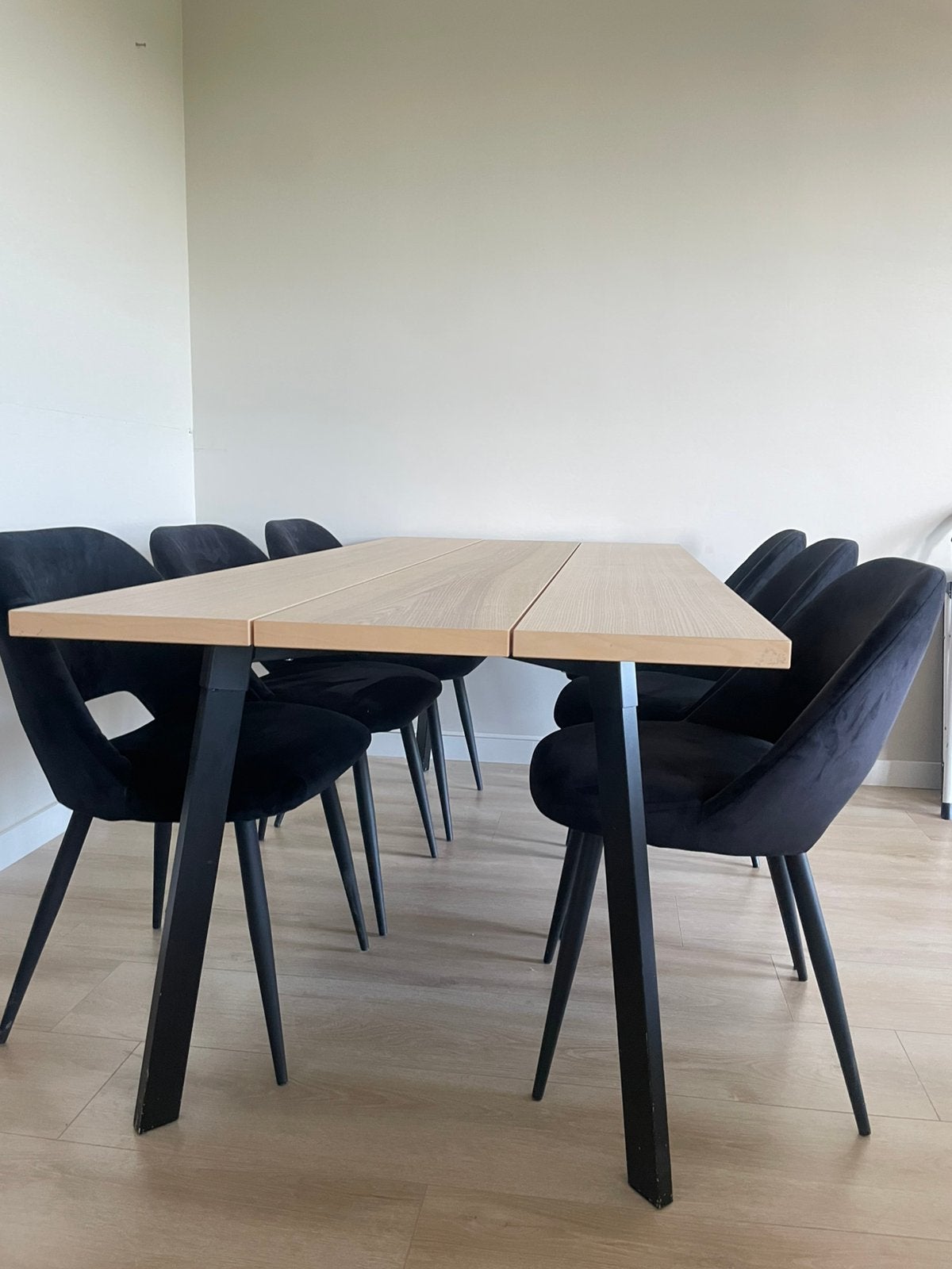 6x eetkamerstoelen zwart (kwantum) (+eettafel), Ophalen, Zwart, Zo goed als nieuw, Stof