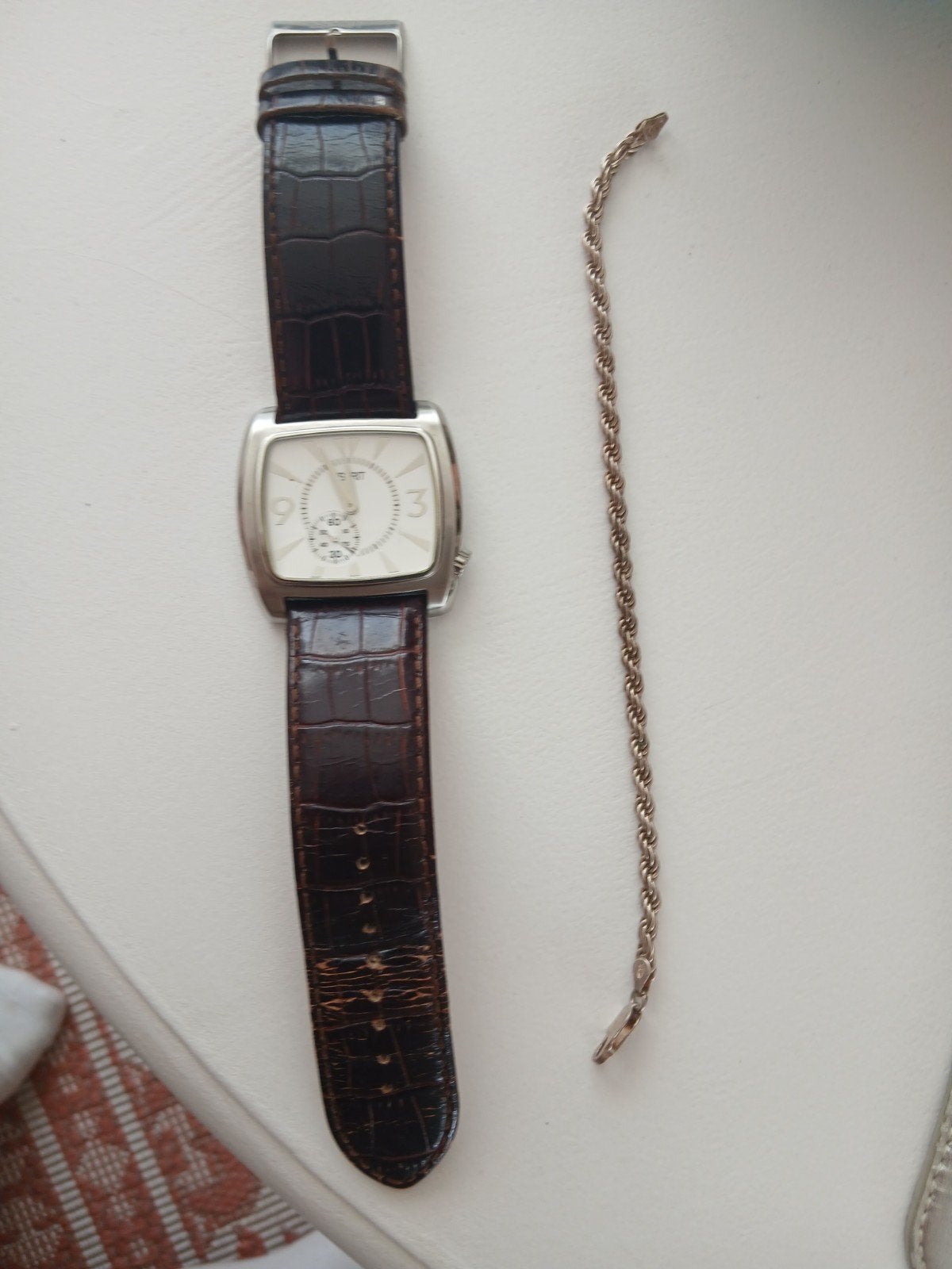 Esprit Polshorloge met Leren Band en Zilveren Armband, Ophalen