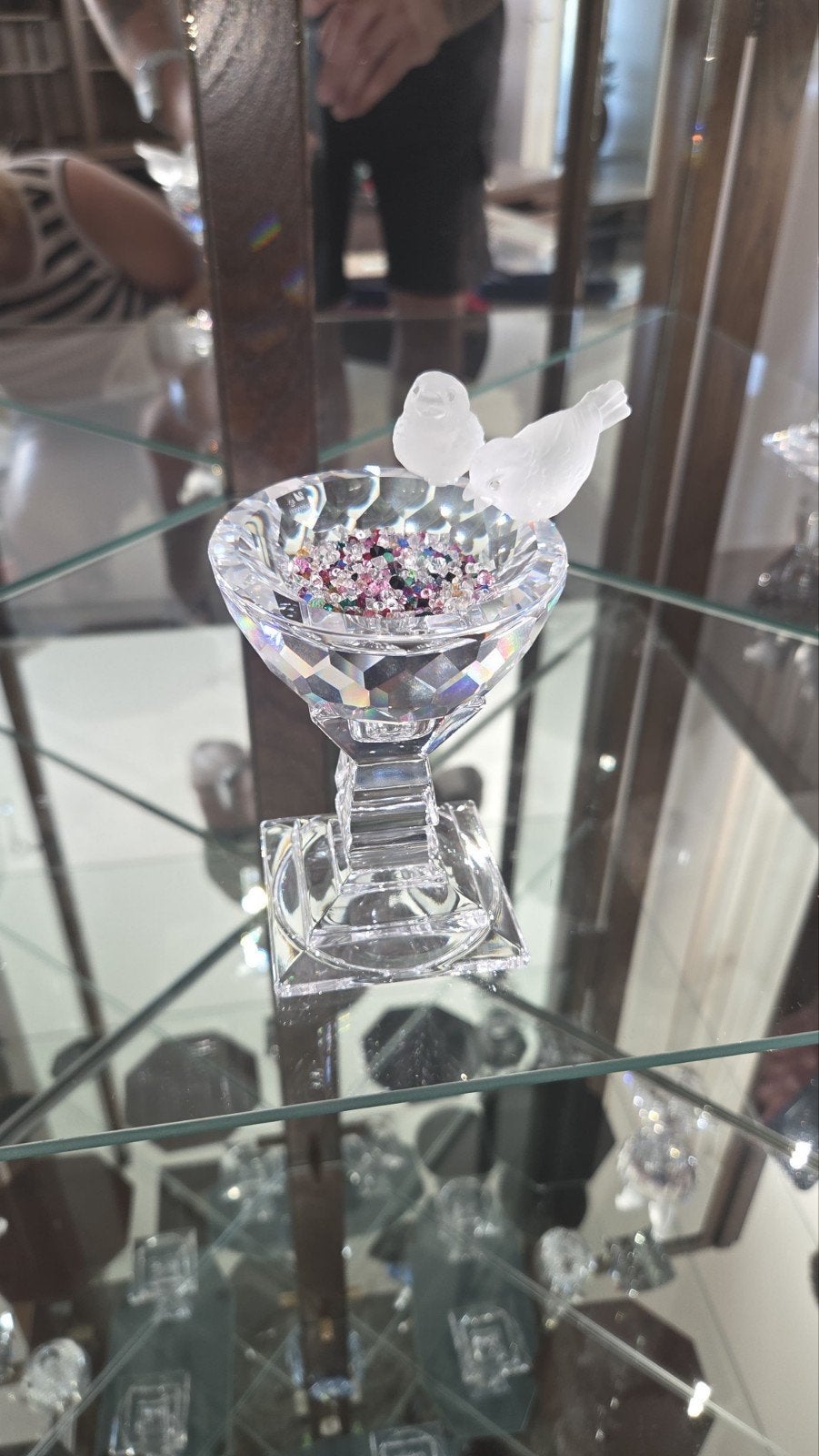 Swarovski Kristallen Vogels op Voederbakje, Antiek en Kunst, Antiek | Glas en Kristal, Ophalen