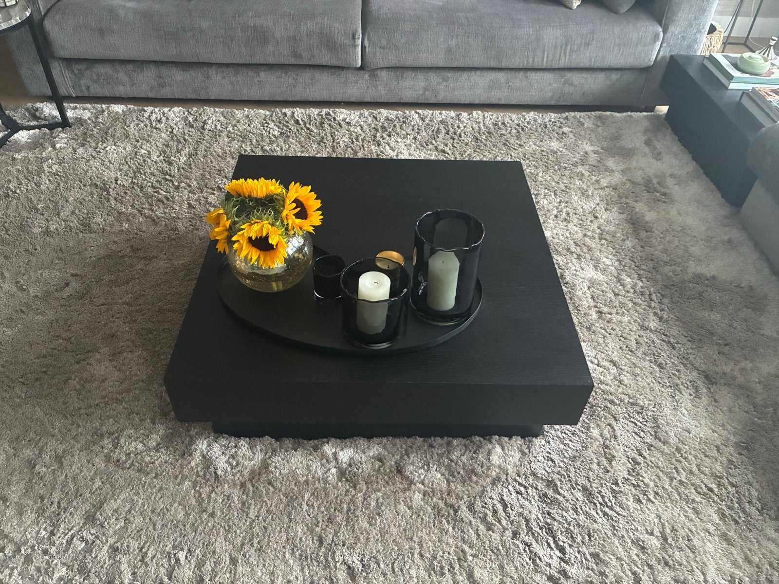 Stijlvolle Zwarte Salontafel - Vierkant 90x90, 50 tot 100 cm, Vierkant, Zo goed als nieuw, 5 – 50