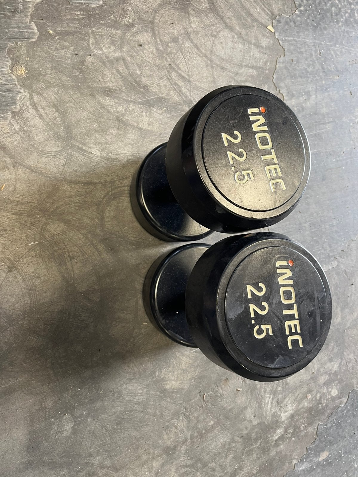 2 x 22,5 kg inotec rubberen dumbbells set gewichten, Sport en Fitness, Ophalen, Dumbbell, Gebruikt, 2 x 22,5 kg