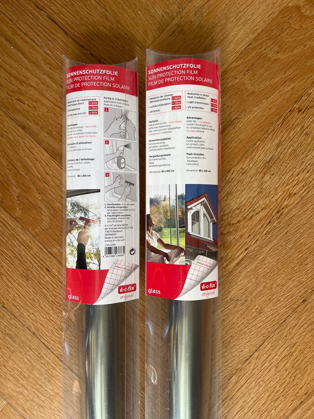 D-C-Fix raamfolie 90x200 (2 rollen) + extra rol 38x150, Ophalen, Gevelraam of Ruit, Gebruikt, 80 tot 120 cm