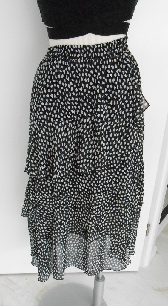 Shein rok zwart/wit met allover print mt S, Zwart, Ophalen of Verzenden, Zo goed als nieuw, Maat 36 (S)