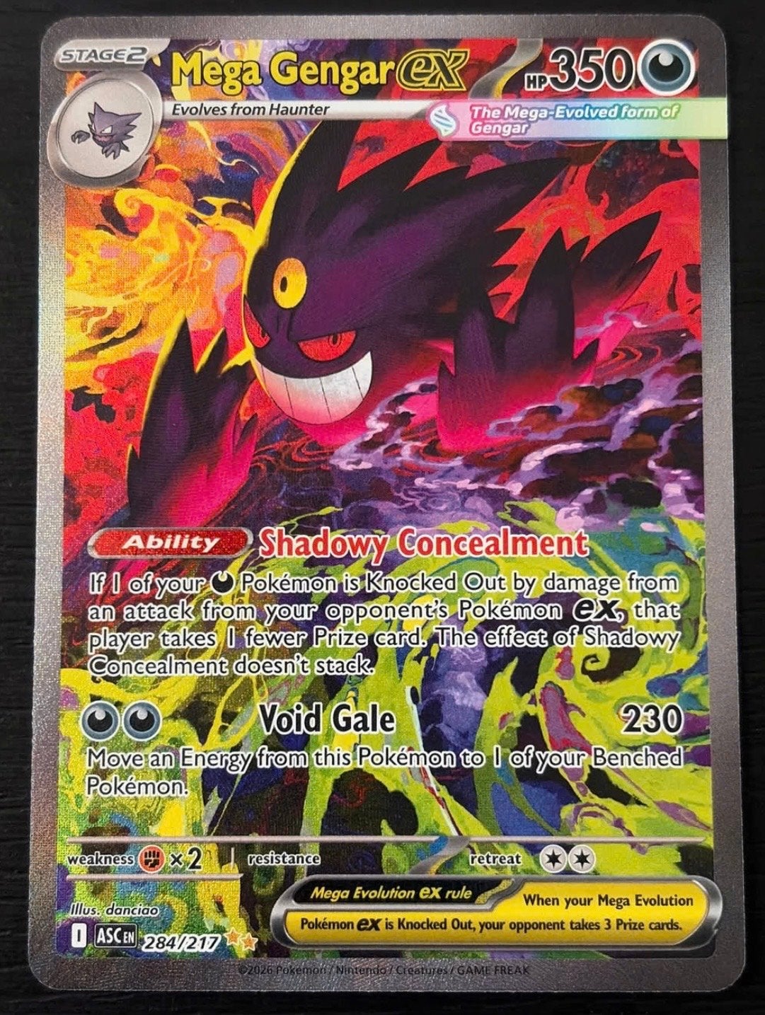 Mega Gengar Ex ASC - Pokémon kaart NM, Ophalen of Verzenden, Nieuw, Losse kaart, Foil
