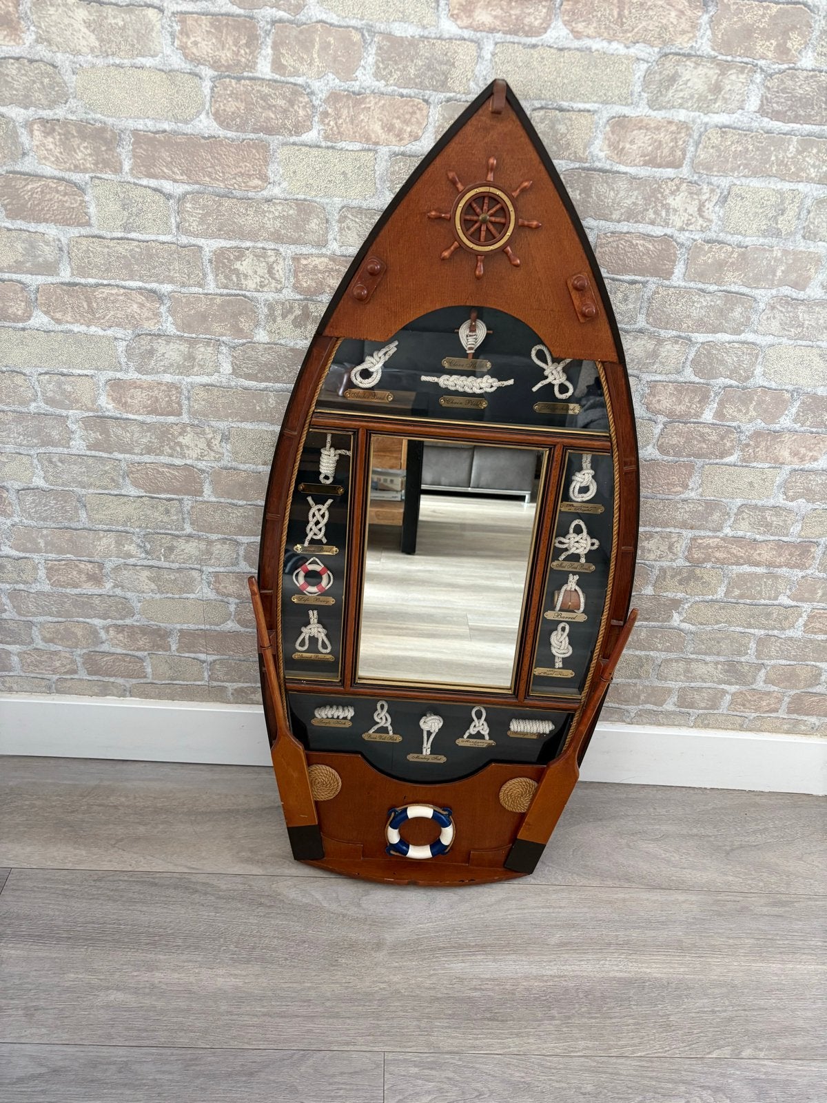 Decoratieve Boot Spiegel met Diverse Zeemansknopen, Gebruikt, 100 tot 150 cm, Ophalen of Verzenden, Overige vormen