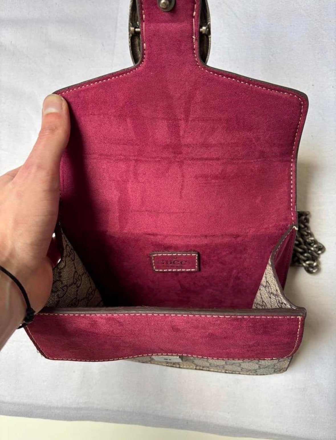 Gucci Dionysus GG Supreme Super Mini Tas, Ophalen, Zo goed als nieuw, Rood, Schoudertasje