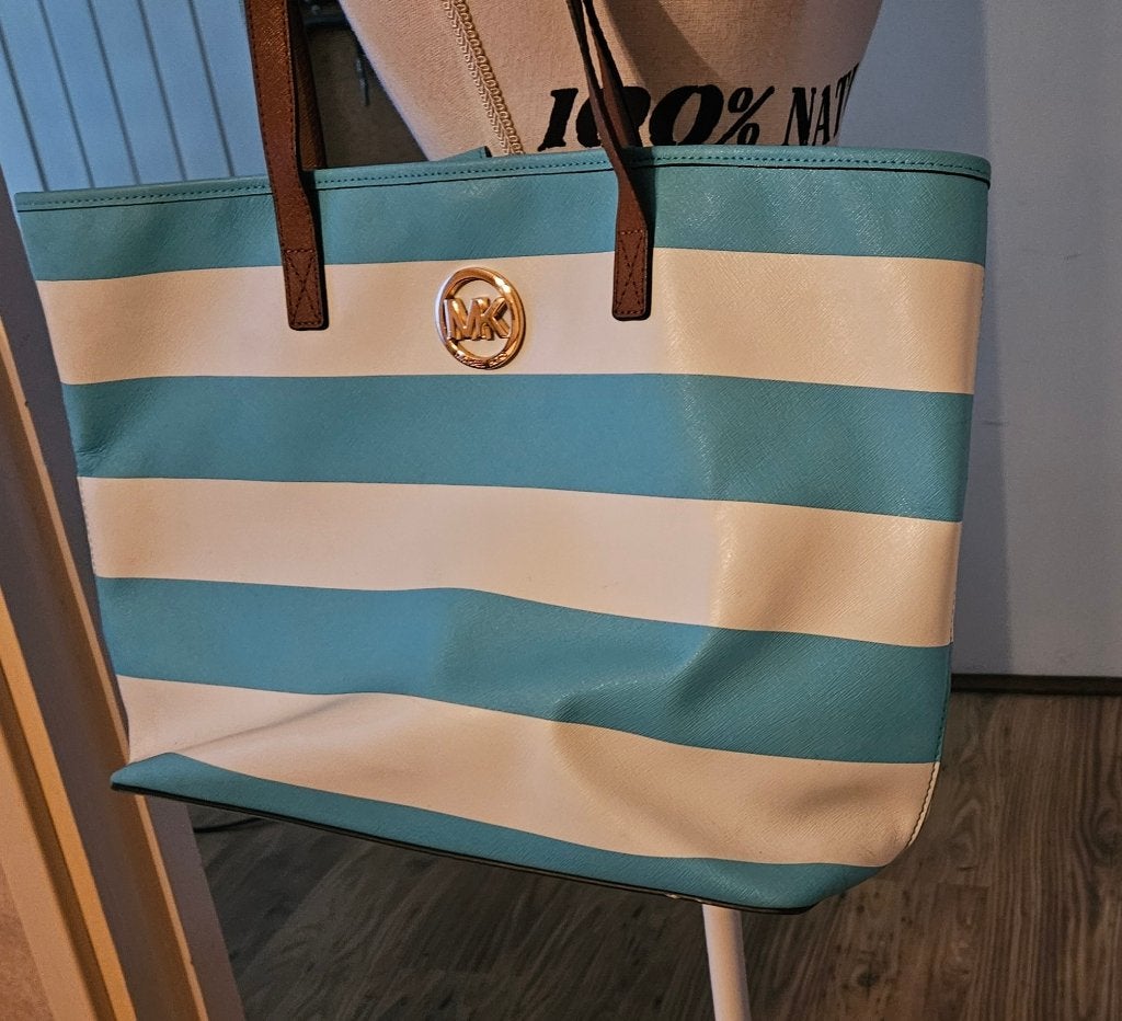 Michael Kors Jet Set Travel Stripe Tote Blauw/wit origineel, Ophalen of Verzenden, Zo goed als nieuw, Overige kleuren, Shopper