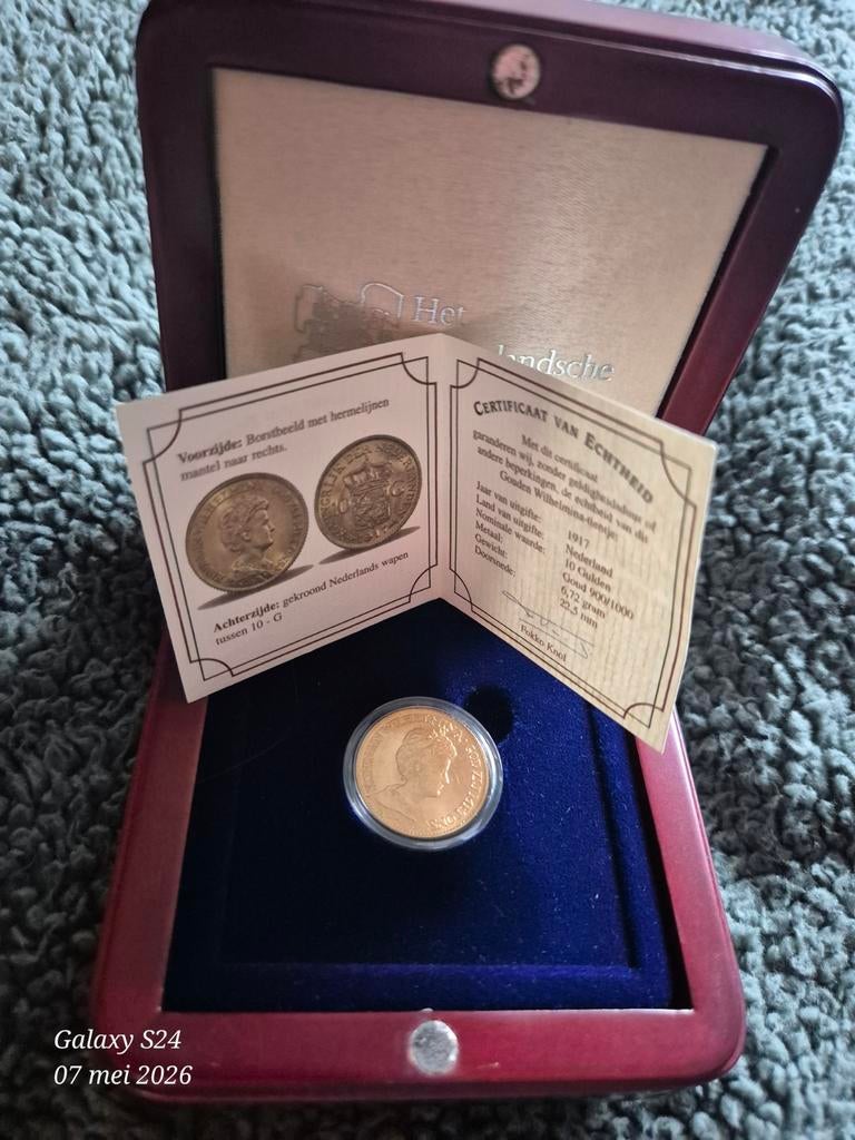 Gouden Tientje 10 Gulden Authentiek Origineel Gecertificeerd, Postzegels en Munten, Munten | Nederland, Ophalen, Koningin Wilhelmina