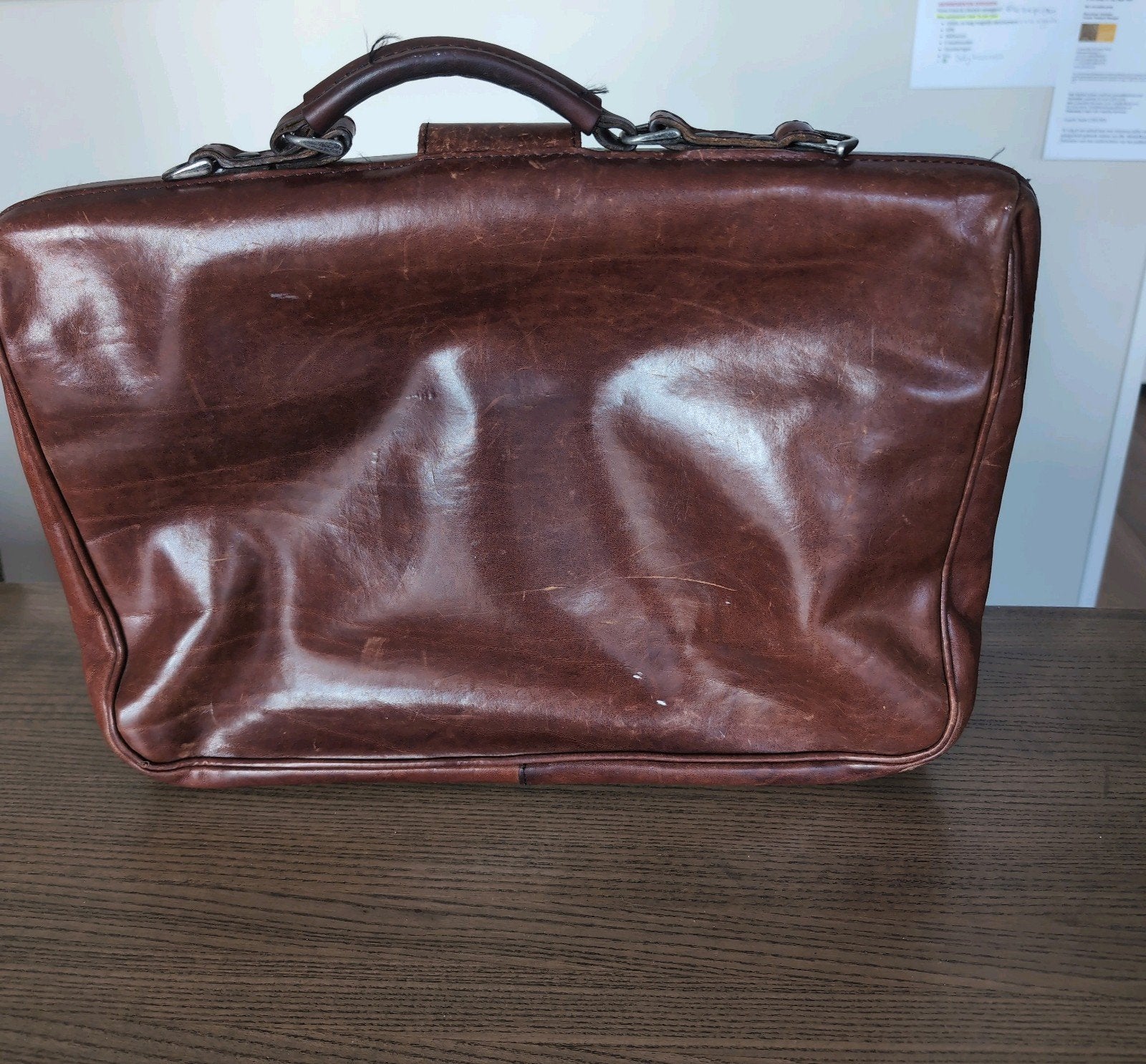 Vintage Leren Dokterstas / Aktetas - Bruin, 40 tot 60 cm, Gebruikt, 20 tot 30 cm, Bruin
