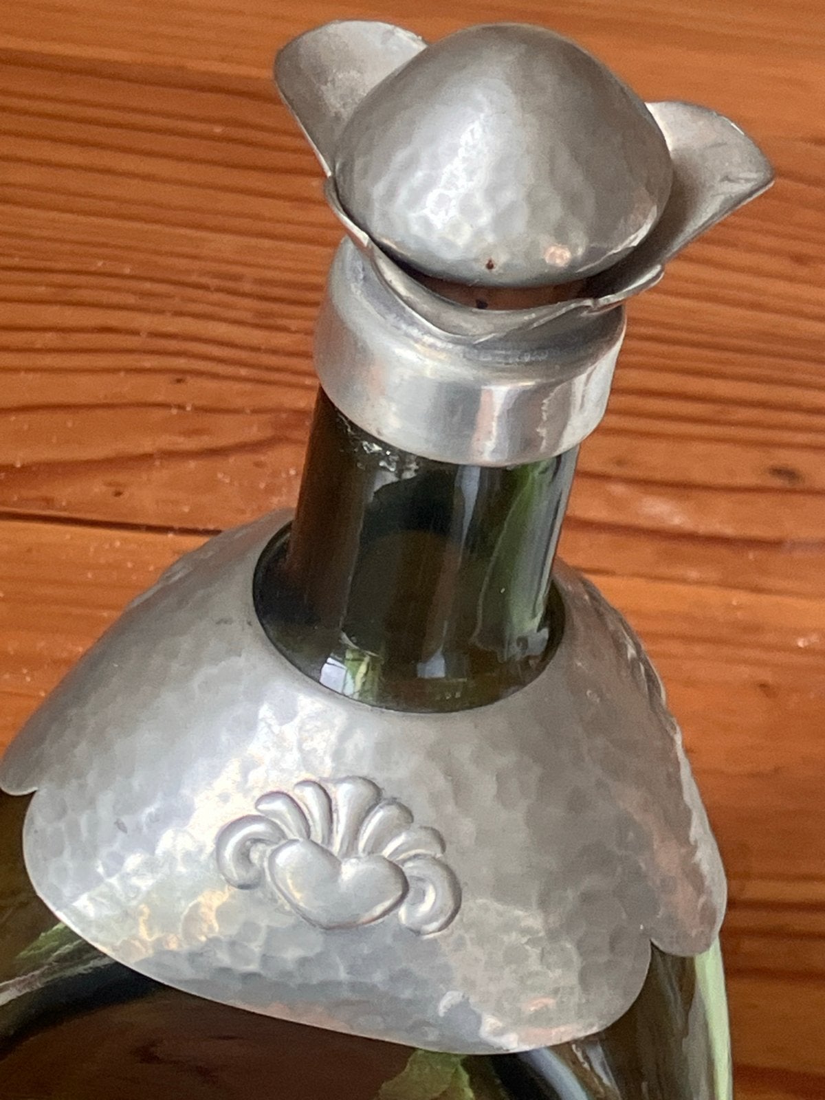 Antieke Gero tinnen whiskyfles met groen glas, Antiek en Kunst, Ophalen of Verzenden