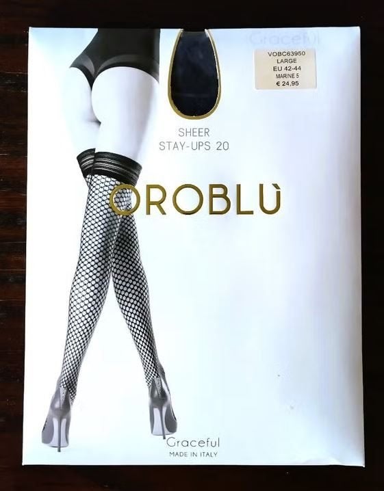 Sexy Oroblu Stay-Up Kousen, 20 denier, Marine, Large, Stay-up kousen, Blauw, Nieuw, Overige maten