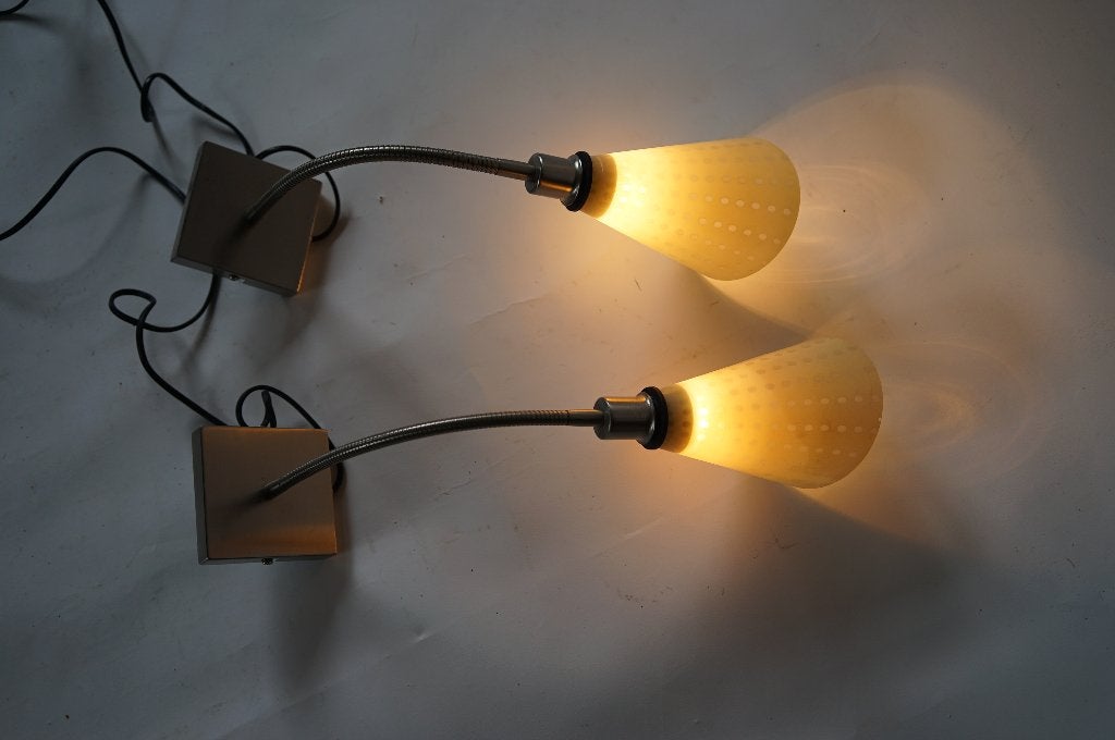 Set van de Heg vandeheg wandlamp glas kap creme buigarm., Gebruikt, Ophalen of Verzenden, Overige merken, Wandlamp