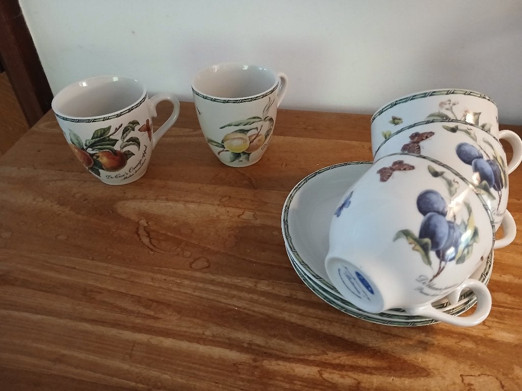 Janneke Brinkman Botania 3 kop en schotels, 2 mokjes, Overige merken, Ophalen of Verzenden, Zo goed als nieuw, Overige stijlen
