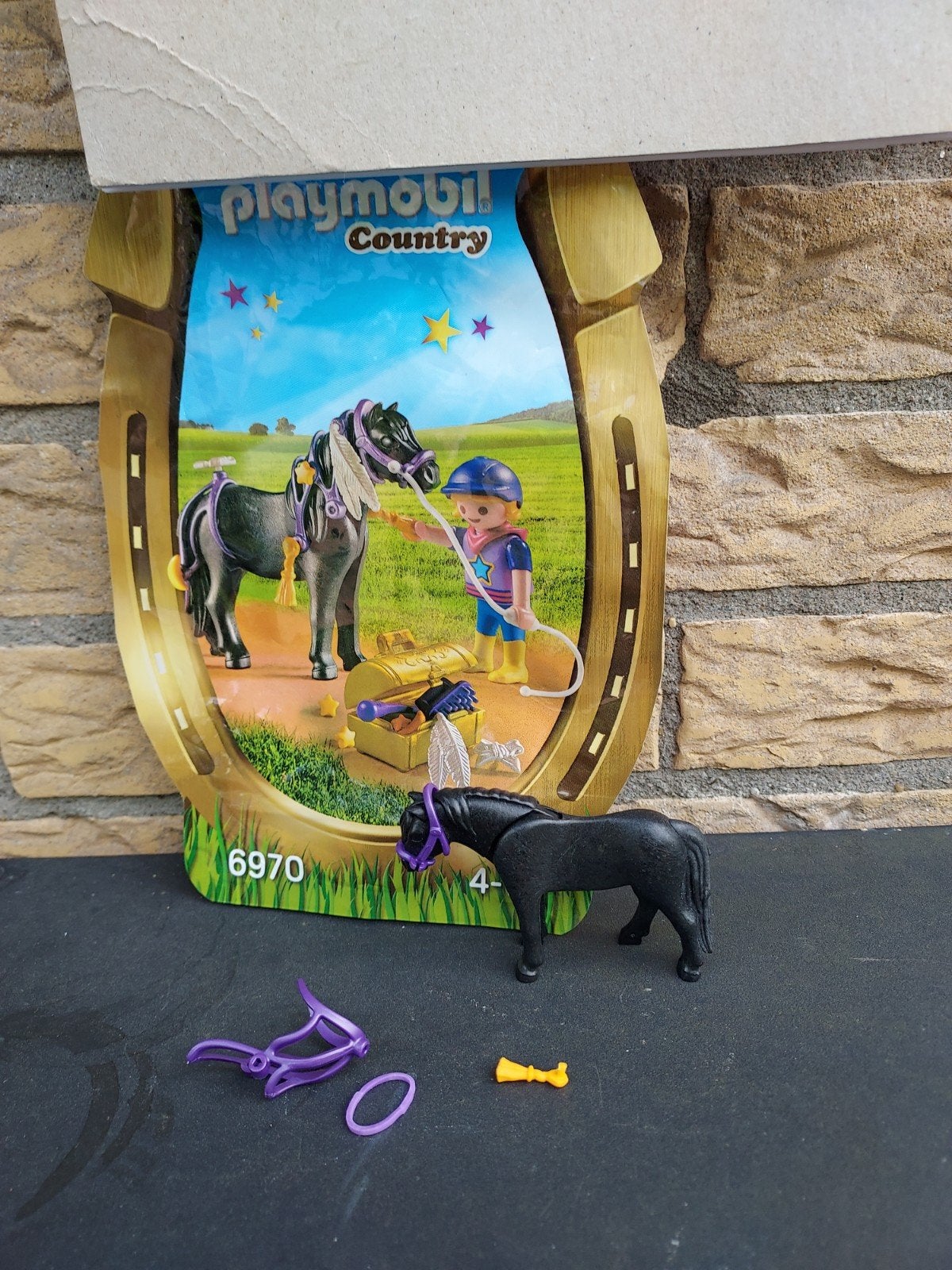 Playmobil Country Paard met accessoires - Zwart, Ophalen of Verzenden, Gebruikt, Los playmobil