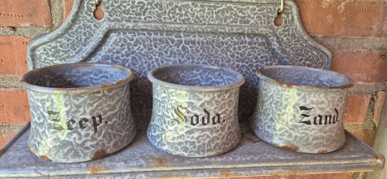 Vintage emaille rek Zeep, Soda, Zand, Ophalen of Verzenden