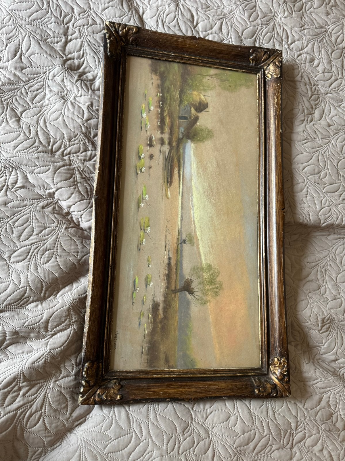 Olieverfschilderij 'Landschap met waterlelies’, Antiek en Kunst, Kunst | Schilderijen | Klassiek, Ophalen, Doek, Gesigneerd, Landschap