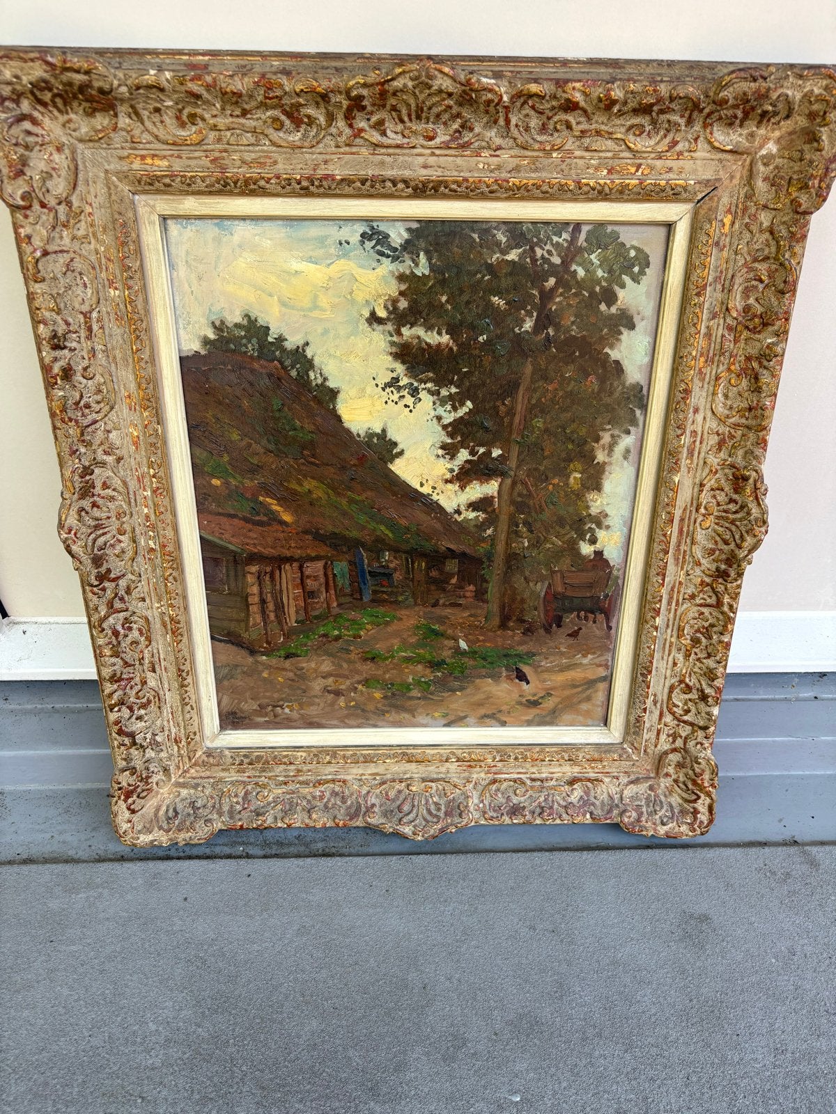 Johannes Elsinga (1893-1969) - Boerderij met bomen, Doek, Realistisch, Ophalen of Verzenden, Gesigneerd