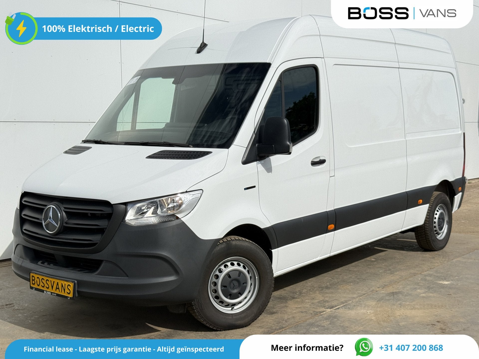 Mercedes-Benz eSprinter 312 55 kWh L2H2 Elektrisch 145km WLT, Stof, Gebruikt, Zwart, 116 pk