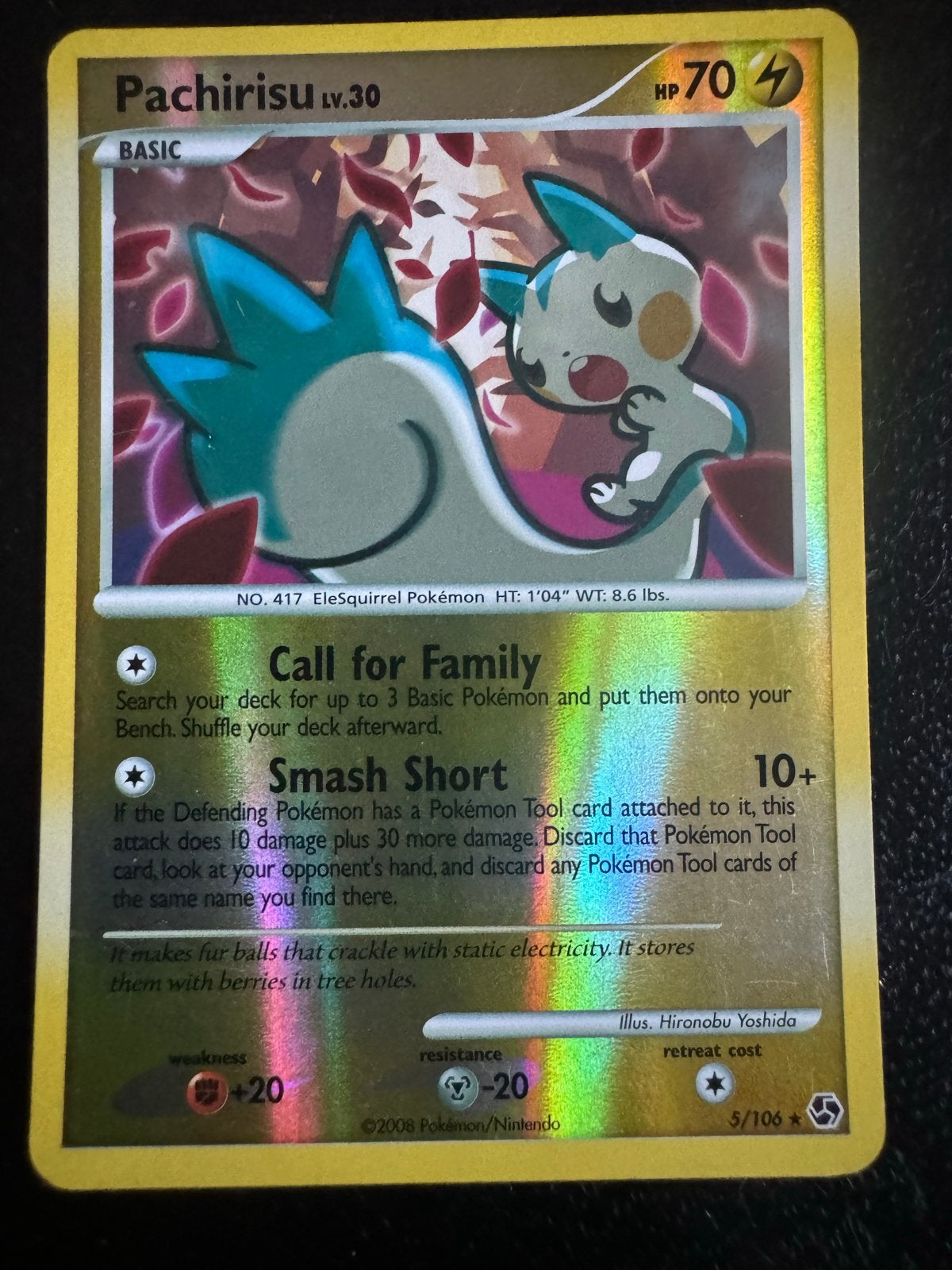 Pachirisu #5 Reverse Holo Great Encounters Pokémon Kaart, Ophalen of Verzenden, Zo goed als nieuw, Losse kaart, Foil