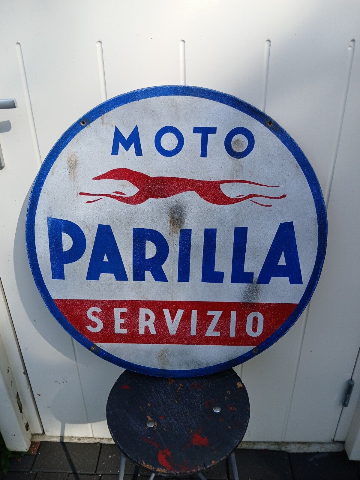 moto Parilla reclamebord, Reclamebord, Italie, Gebruikt, Ophalen of Verzenden