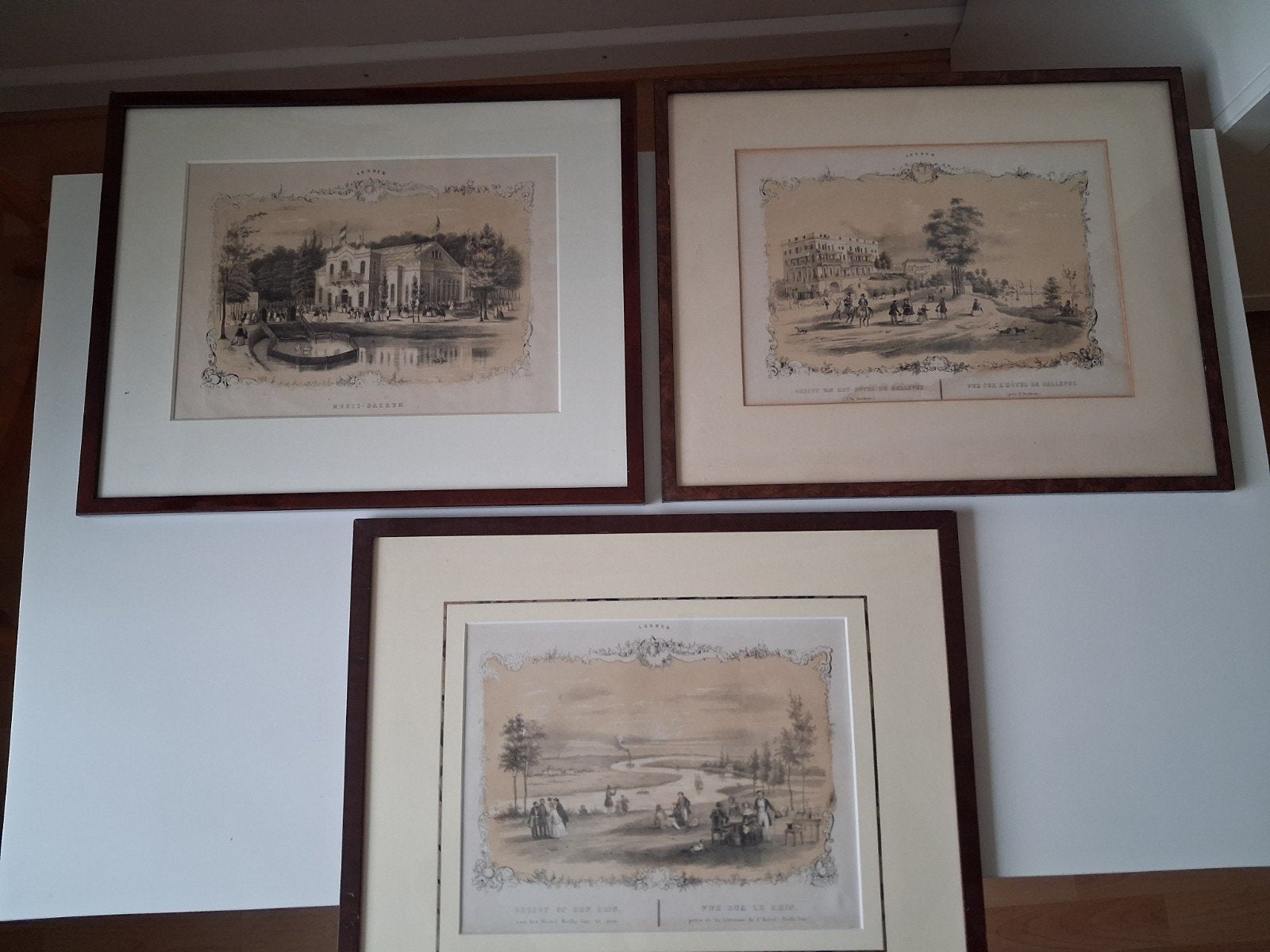 3 zgn Koffieprenten Arnhem, Ophalen, Lithografie