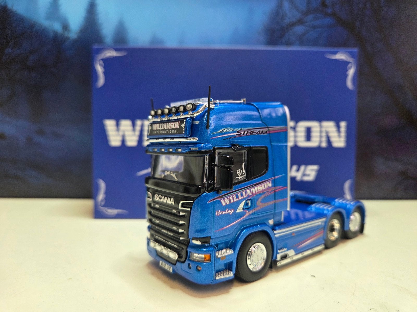 Tekno williamson Scania R730 blue Streamline 6x2, Nieuw, Jobo-models, Jobo.models@gmail.com, Ophalen of Verzenden