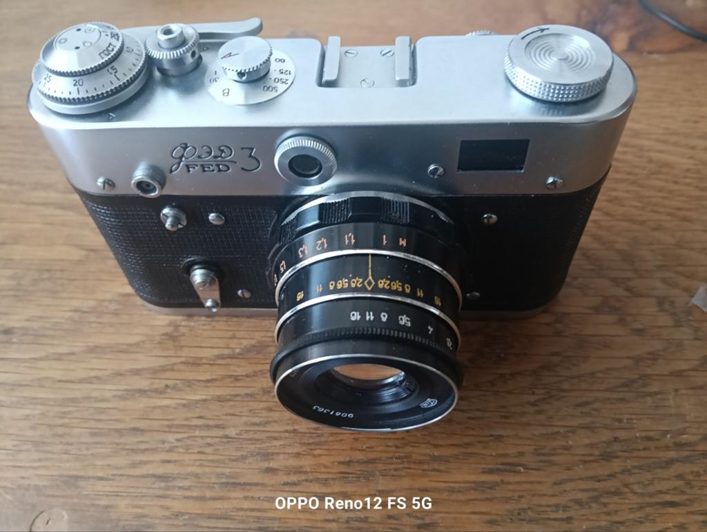 FED 3 leica copie M3 Analoge Camera met Industar-61/L/D Lens, Ophalen of Verzenden, Gebruikt, Spiegelreflex, Overige Merken