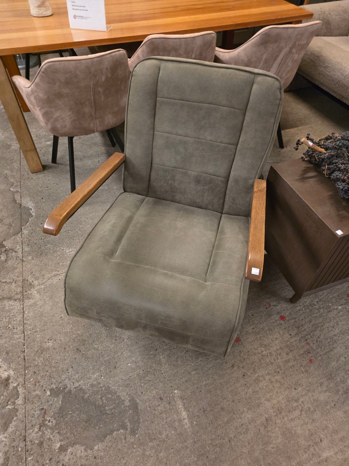 Groene fauteuil zithoogte 43cm, Huis en Inrichting, Stoelen, Ophalen, ., ., M