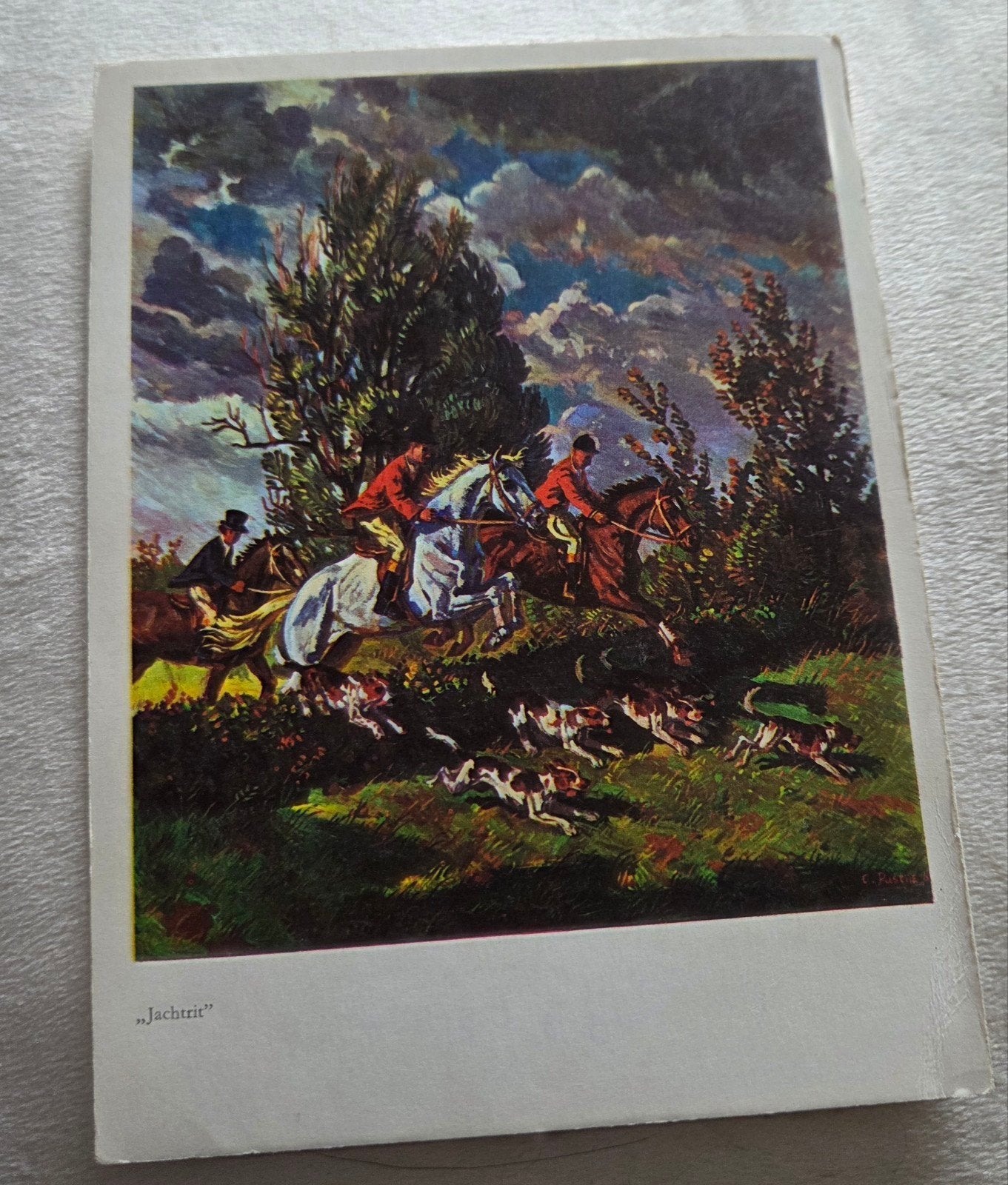 "Jachtrit" - Removos Kunstkaarten, Verzamelen, Ansichtkaarten | Themakaarten, Verzenden, 1940 tot 1960, Gelopen, Overige thema's