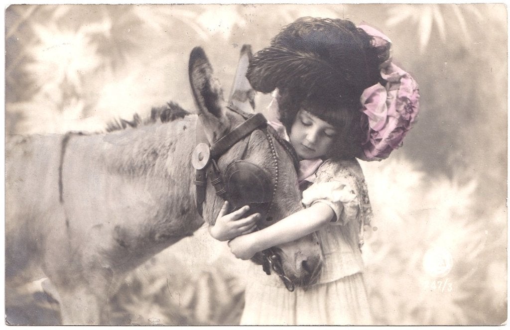 Kaart 1912 - Kind Meisje Hoed Ezel, Ophalen of Verzenden, Voor 1920, Gelopen, Kinderen